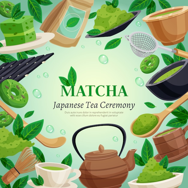 Modelo De Plano De Fundo De Cerimônia De Chá Matcha Vetor Grátis 0814