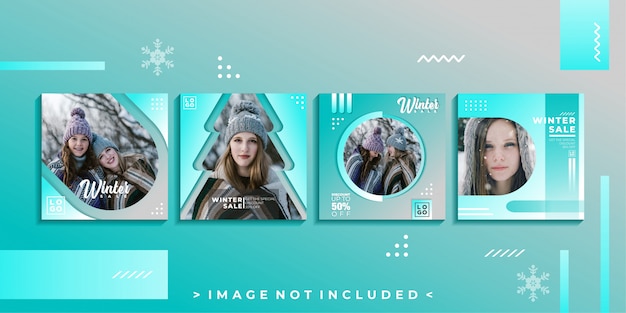 Modelo de postagem de mídia social de inverno Vetor Premium