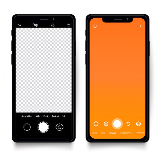 Modelo de smartphone com interface de câmera Vetor grátis