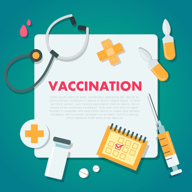 Modelo de vacinação. documento médico com remédios e ...