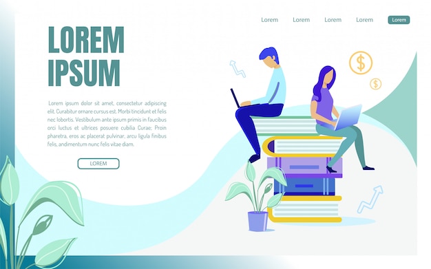 Modelo de web de página de destino com pessoas gerando idéias, dos desenhos animados. Vetor Premium