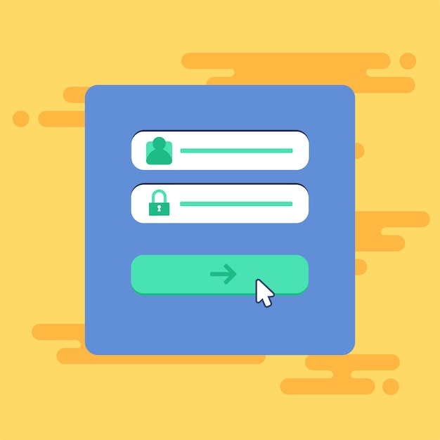 Modelo web do formulário de login do computador Vetor Premium