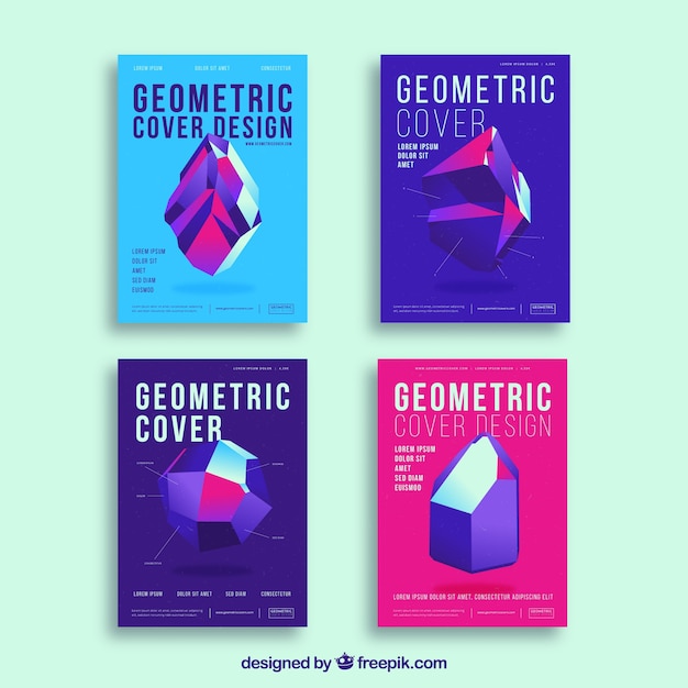 Modelos de capa abstrata com desenho geométrico Vetor grátis