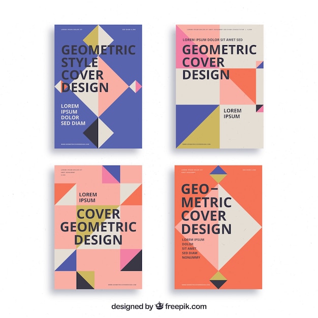 Modelos de capa abstrata com desenho geométrico Vetor grátis