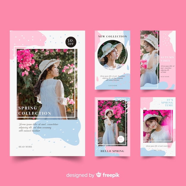 Modelos de histórias instagram de moda Vetor grátis