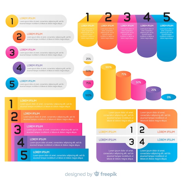 Modelos de infográfico estatístico em tons gradientes | Vetor Grátis