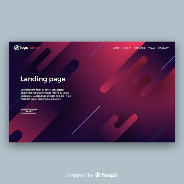 Modern landing page com design abstrato Vetor grátis