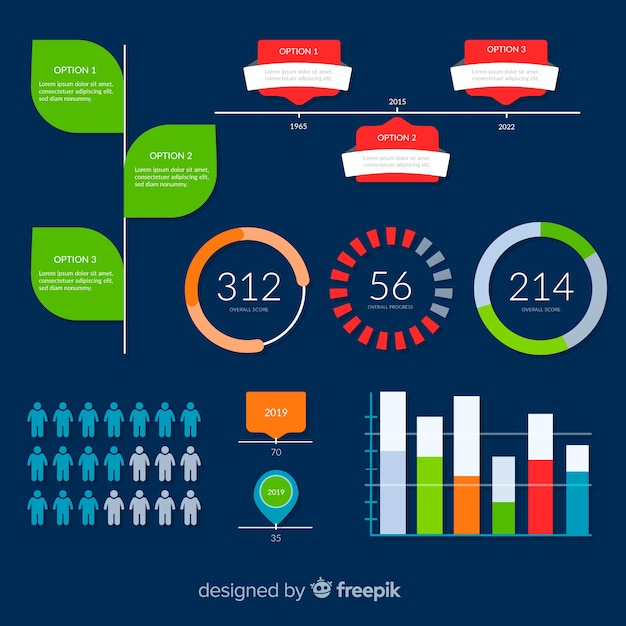 Moderno conjunto de elementos de infografia com design plano Vetor grátis