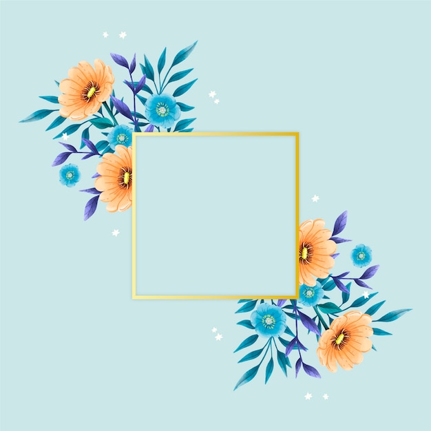 Moldura dourada com flores de inverno Vetor grátis