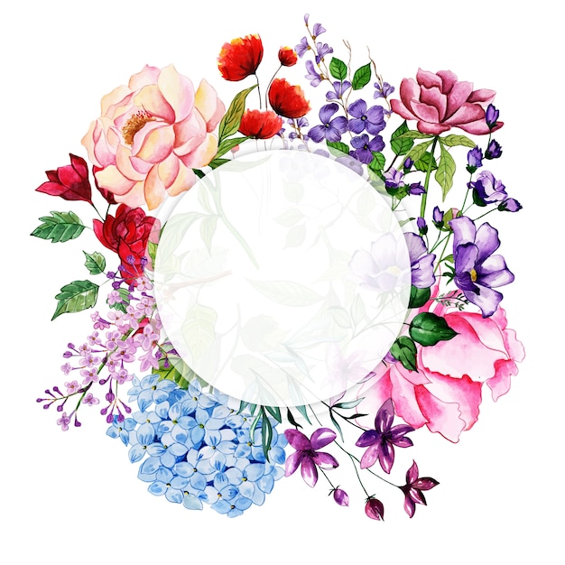 Moldura floral aquarela Vetor Premium