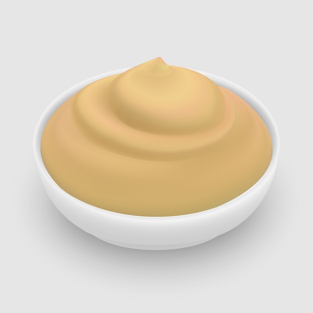 Molho queijo, em, tigela, isolado Vetor Premium