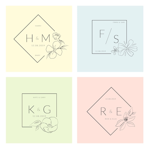 Monogramas De Casamento Minimalista Colorido Em Cores Pastel Vetor Gratis 60 fuentes gratuitas para diseños minimalistas. casamento minimalista colorido