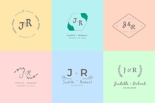 Monogramas De Casamento Minimalista Colorido Em Cores Pastel Vetor Gratis Escolha entre 50+ monograma casamento recursos gráficos e faça o download na forma de png, eps, ai ou psd. casamento minimalista colorido