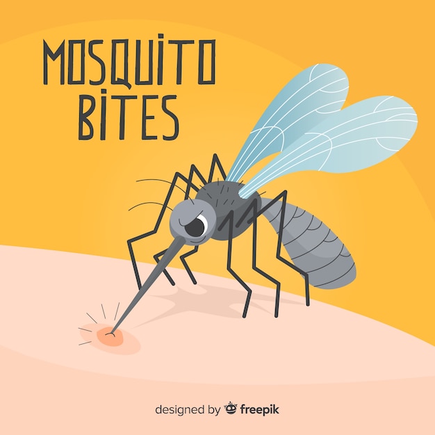 Mosquito mordendo uma pessoa com design plano Vetor grátis