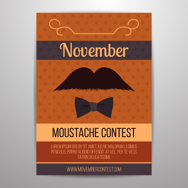 Movember Flyer Concurso Quatro Bigodes Vetor Gratis