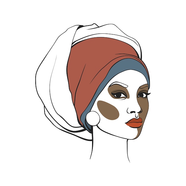 Mulher americana africana, em, headscarf Vetor Premium