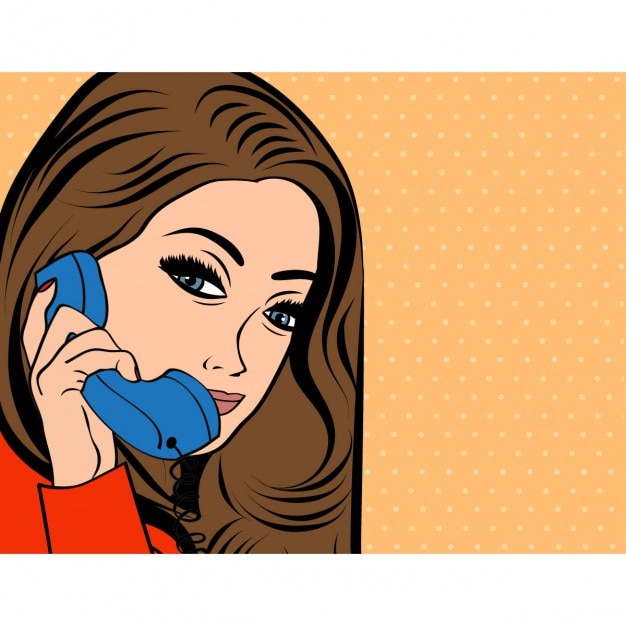 Mulher Que Conversa No Telefone Ilustração Da Arte Pop Vetor Grátis 9920