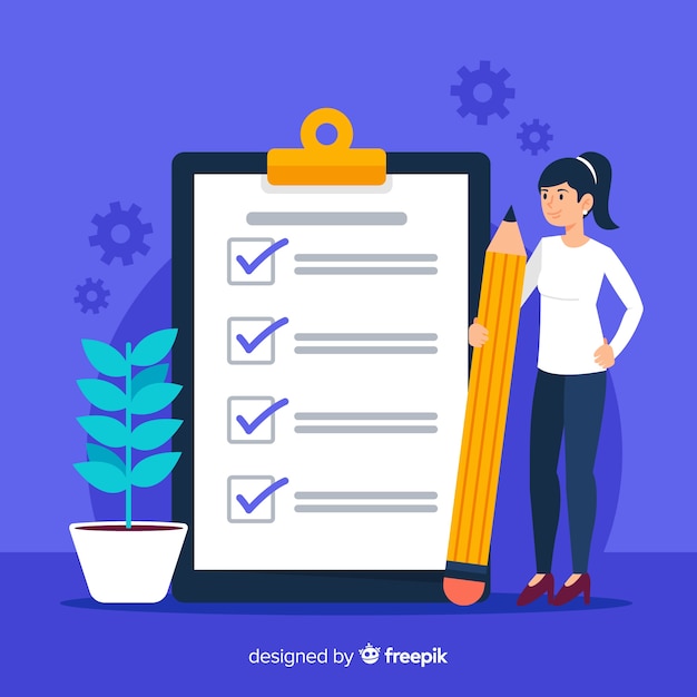Mulher Verificar Gigante Lista De Verificação Fundo Vetor Grátis 5781