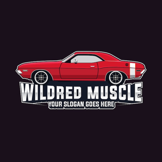 Muscle car logo vector template | Vetor Premium