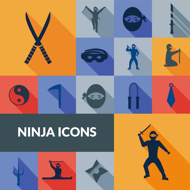 Ninja icons black set | Vetor Grátis