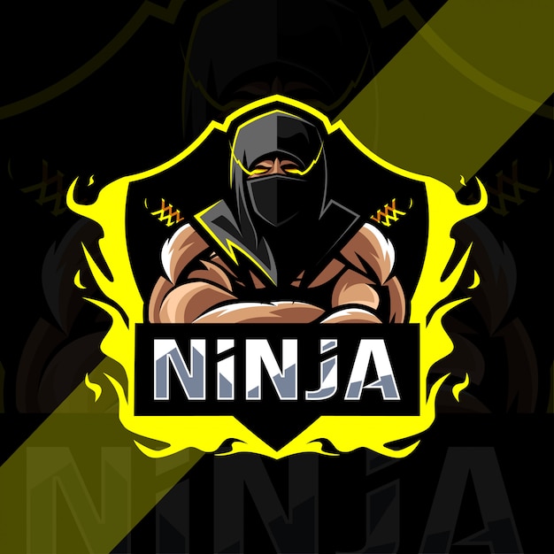 Ninja mascote logotipo esport design | Vetor Premium