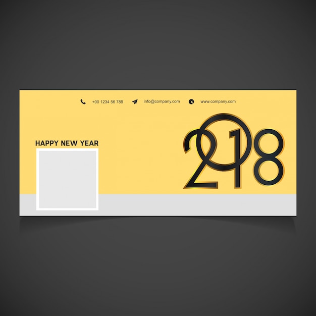 Novo facebook cover of 2018 creative outline golden gradient typography preenchido com black gradient of 2018 Vetor grátis