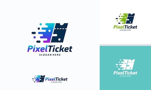 O Logotipo Pixel Ticket Projeta Vetor De Conceito Modelo De Logotipo