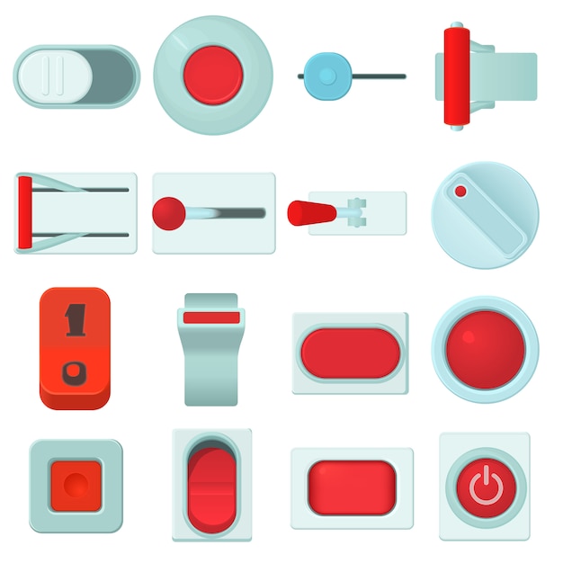 On off switch web buttons conjunto de ícones Vetor Premium