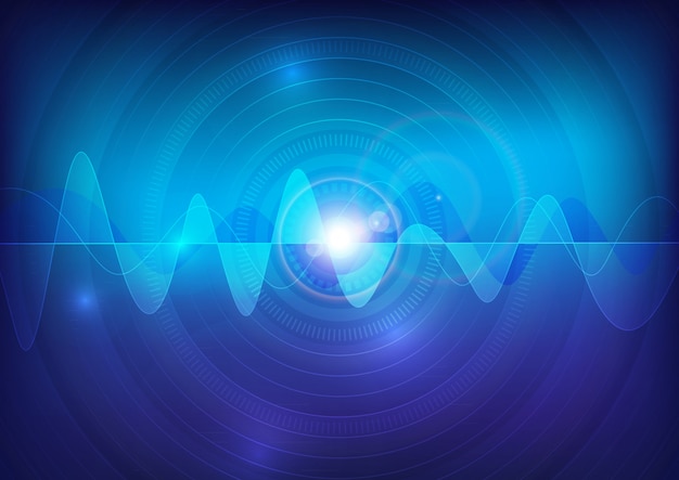 Onda som vector pulso abstrato tecnologia fundo Vetor Premium