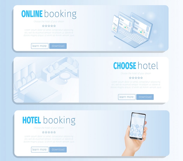 Online escolha o modelo de reserva de hotel | Vetor Premium