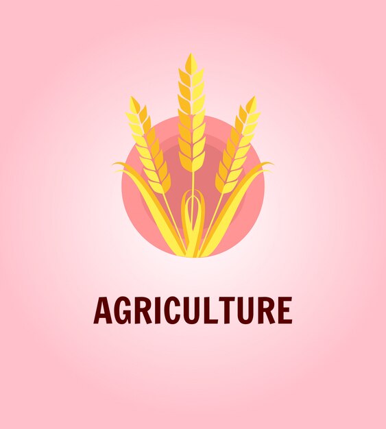 Orelhas de centeio trigo na ilustração em vetor círculo rosa Vetor Premium