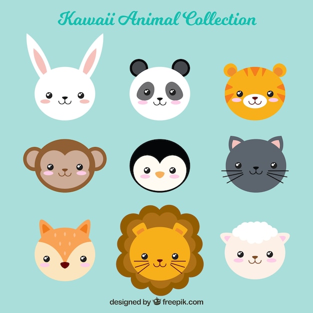 Pacote De Animais Amigável Kawaii Baixar Vetores Grátis