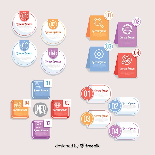 Pacote de elementos coloridos infográfico Vetor grátis