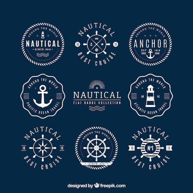 Pacote de emblemas náuticas redondos Vetor grátis
