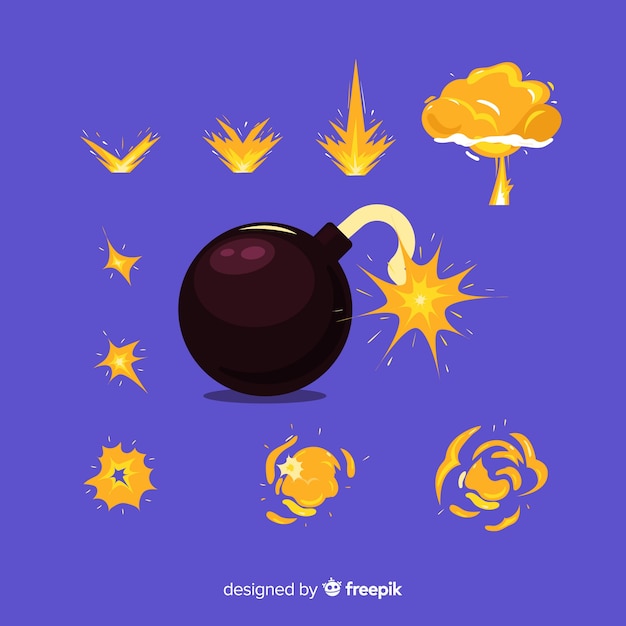Pacote de estilo de desenhos animados de efeitos de explosão Vetor grátis
