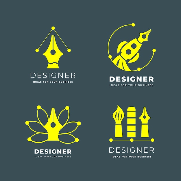 Pacote de logotipo de designer gráfico plano | Vetor Grátis