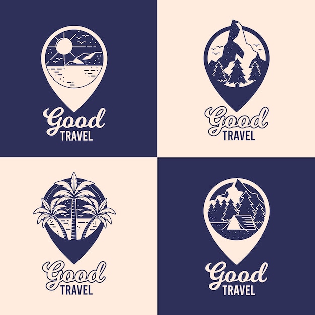 Pacote de logotipos de viagens diferentes Vetor Grátis