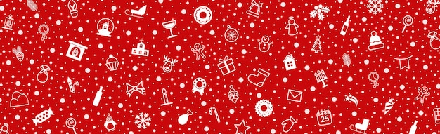 Padr O De Fundo Vermelho Festivo Panor Mico De Natal Ilustra O Vetorial Vetor Premium