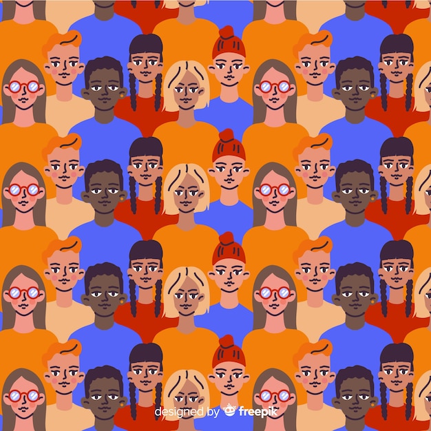 Padrão de pessoas jovens design plano Vetor grátis