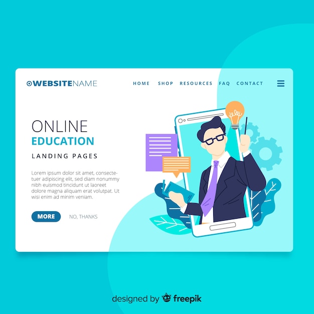 Página de destino de educação on-line Vetor grátis