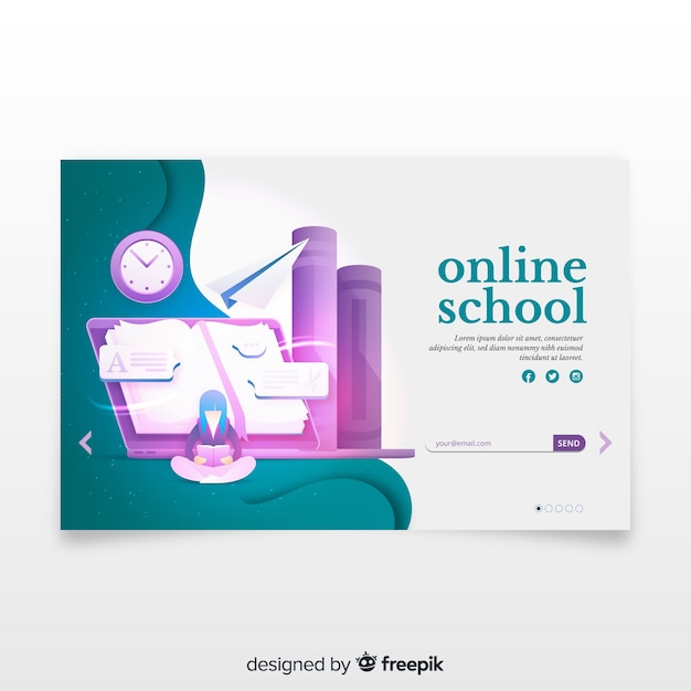 Página de destino de educação on-line Vetor grátis