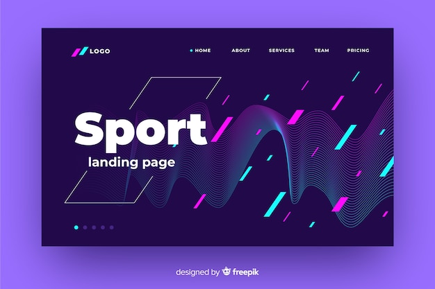 Página de destino do esporte dark memphis Vetor grátis