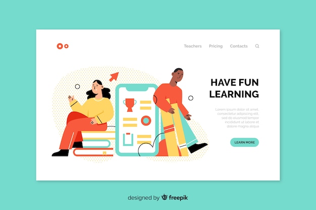 Página de destino moderna da educação on-line Vetor grátis