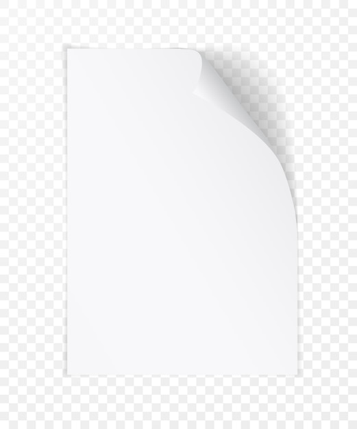 Página De Papel Realista Branca Com Canto Enrolado Folha De Papel Dobrada Com Sombras Suaves 3071