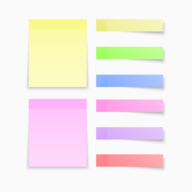 Papéis coloridos notas auto-adesivas Vetor Premium