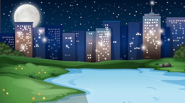 Parque na cena da cidade Vetor grátis