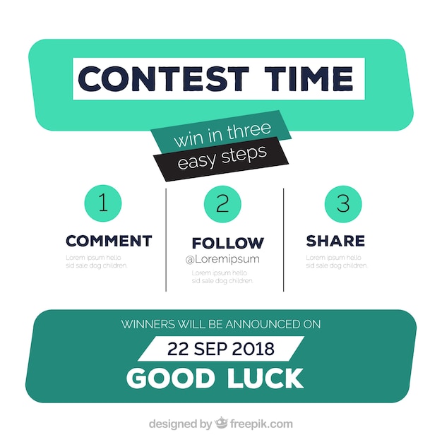 Passos do concurso de mídia social com design plano Vetor grátis