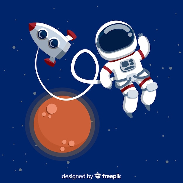 Personagem de astronauta moderna com design plano Vetor grátis