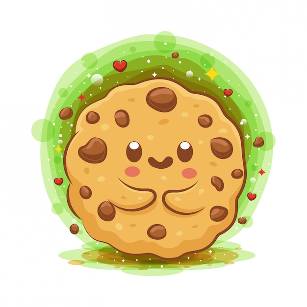 Personagem De Desenho Animado Bonito Choco Chip Cookies Kawaii Vetor