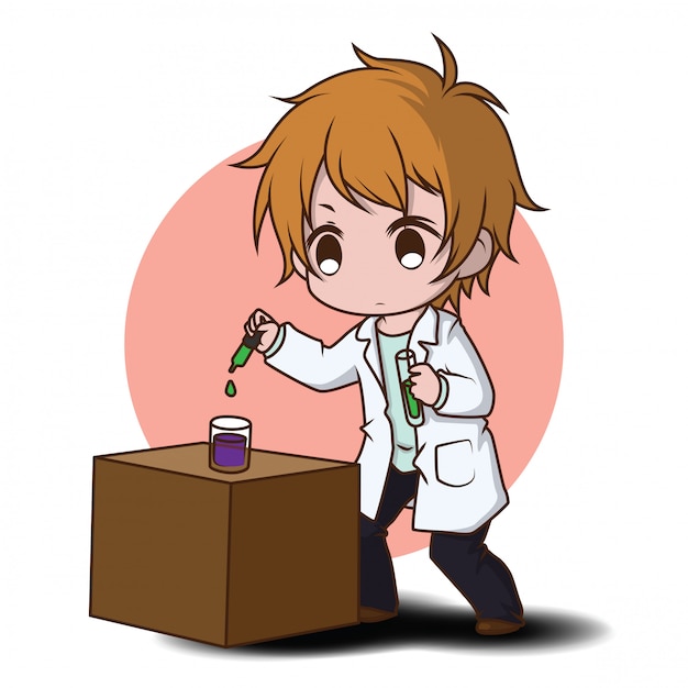 Personagem de desenho animado bonito cientista conceito 